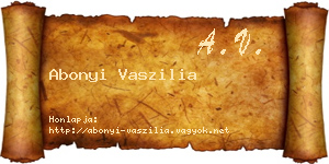 Abonyi Vaszilia névjegykártya